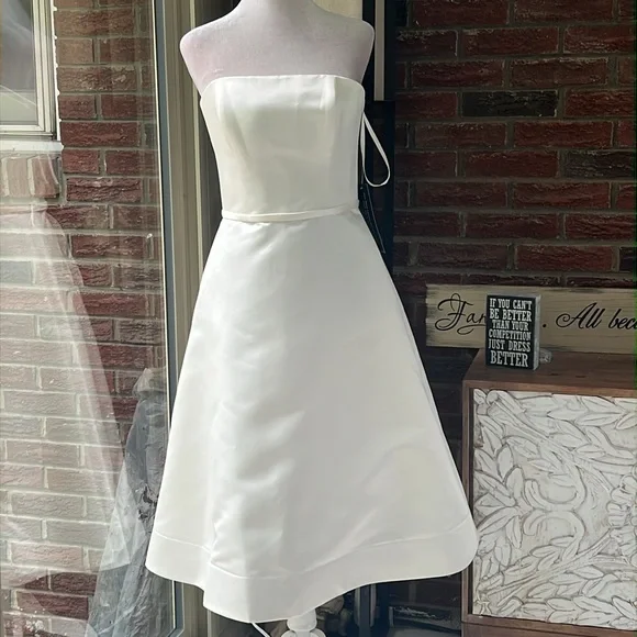 Amsale Duchesse Satin Strapless Dress NWT Size 10